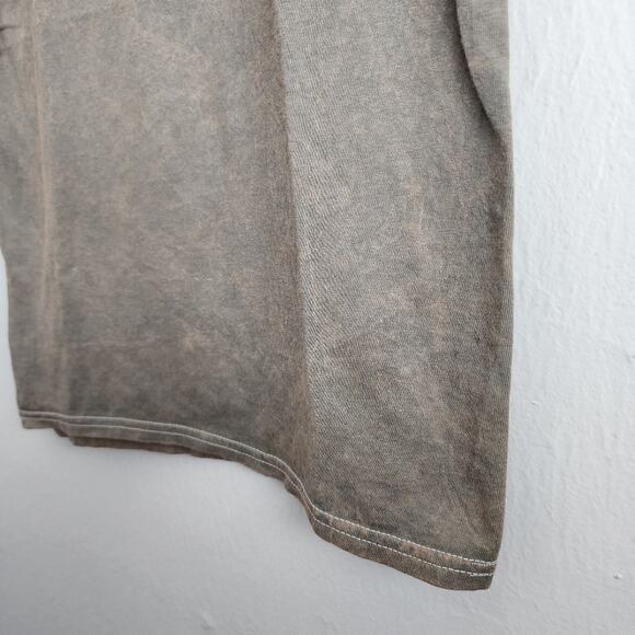 NIRVANA Smiley Graphic Tan Short Sleeve 100% Cotton Bleach T-Shirt Top - Picture 5 of 9